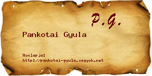 Pankotai Gyula névjegykártya